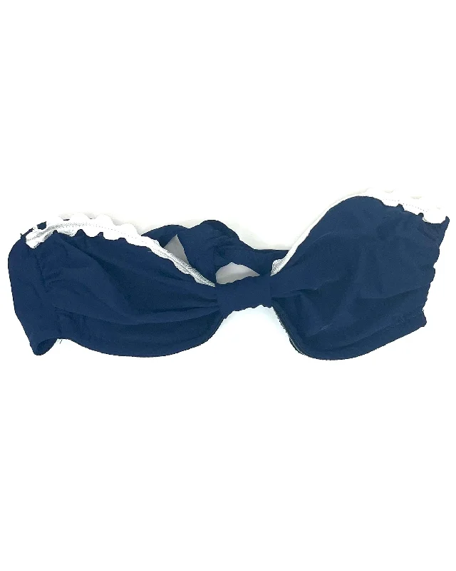 Blue Bow Swim Top - Small Push-Up Swimsuit Top