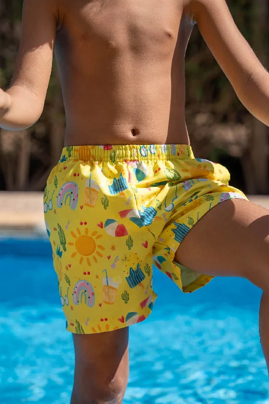 Boys Bright Swim Shorts - Cactus Summer Ready Swimsuit