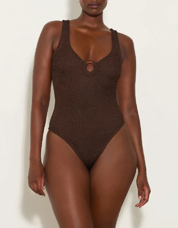Celine Swimsuit - Metallic Chocolate Trendy Swimwear Set