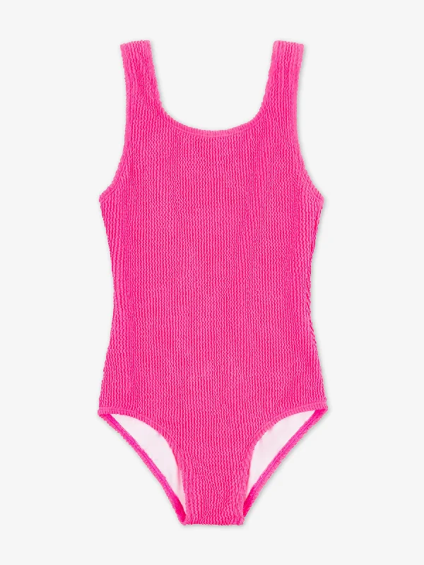 Crinkle One Piece Swimsuit - Fuchsia Chic Beach Cover-Up