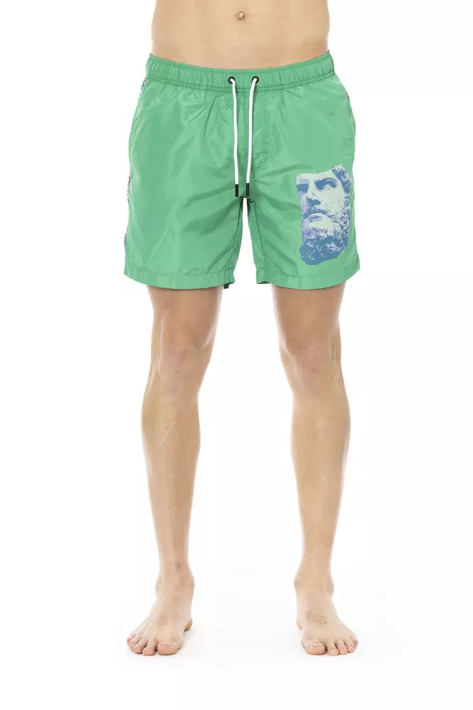 Bikkembergs Green Polyester Men Swim Short Classic Swimsuit Design