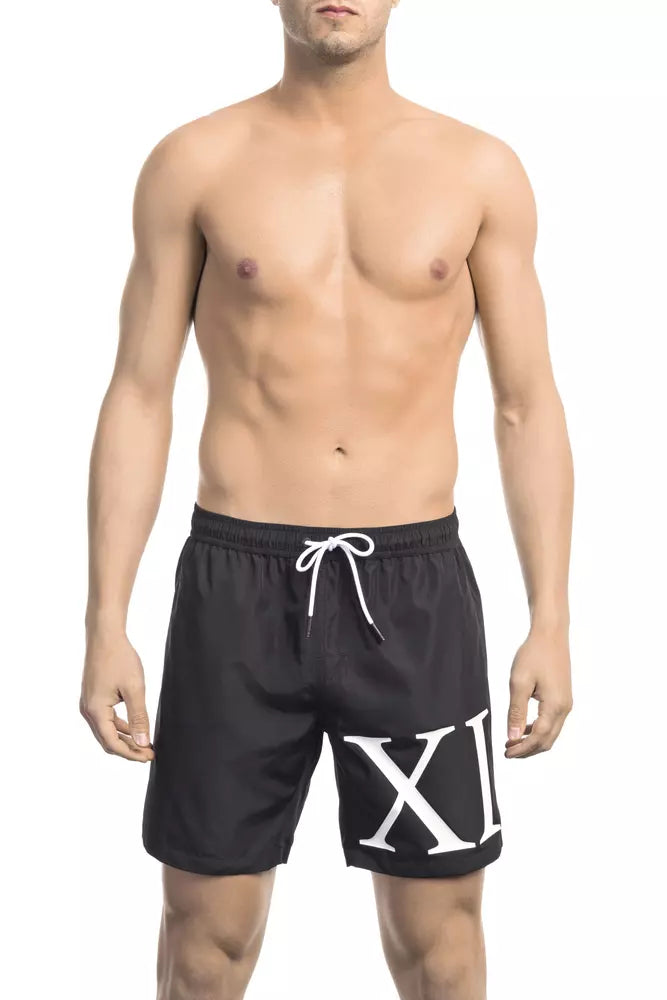 Bikkembergs Black Polyester Men Swim Short Shiny One-Piece Swimsuit