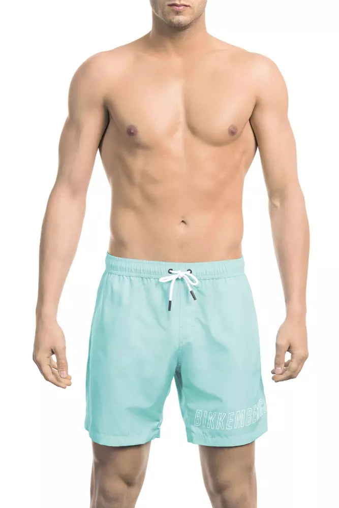 Bikkembergs Light Blue Polyester Men Swimwear Two-Piece Beachwear
