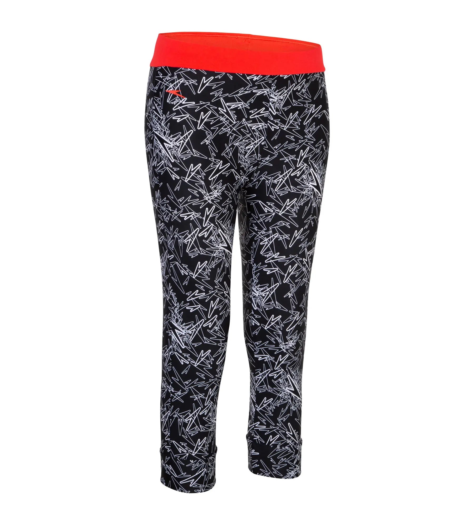 Women's Nylon Boom Splice Printed Swim Capri - Black, White & Lava Red Lace-Detail Bikini Set Women's Nylon Boom Splice Printed Swim Capri - Black, White & Lava Red Lace-Detail Bikini Set