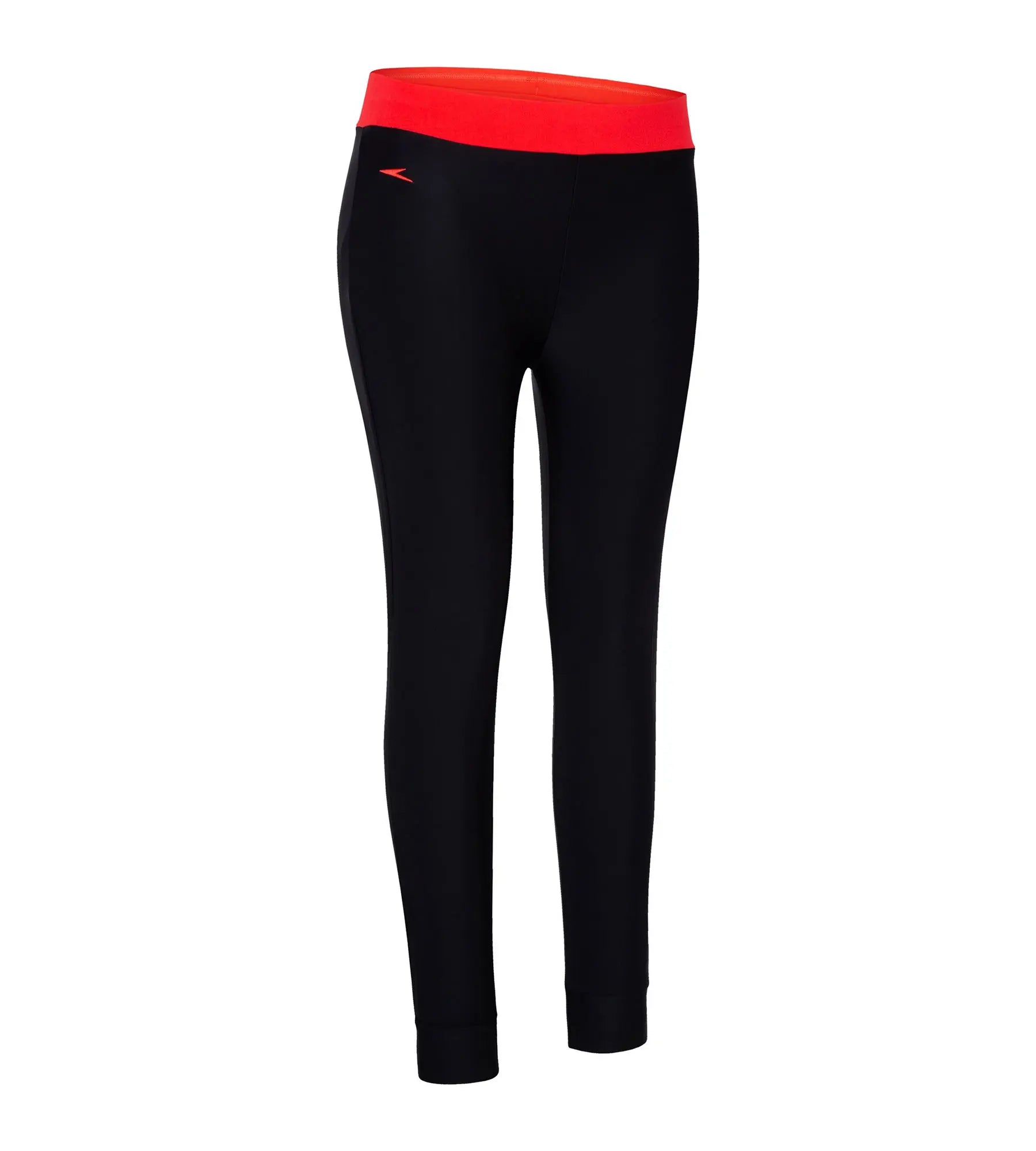 Women's Nylon Contrast Swim Legging - Black & Lava Red Two-Piece Beachwear