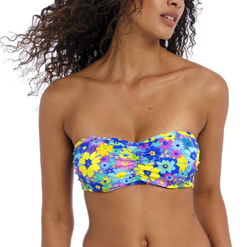 Freya Swimwear Garden Disco Multi Floral Bandeau Bikini Top 204310 Adjustable Bikini Bottoms