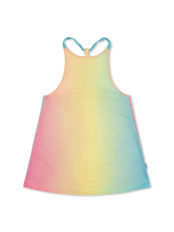 Carrie Rainbow Pastel Swim Coverup Dress Color-Block Bikini