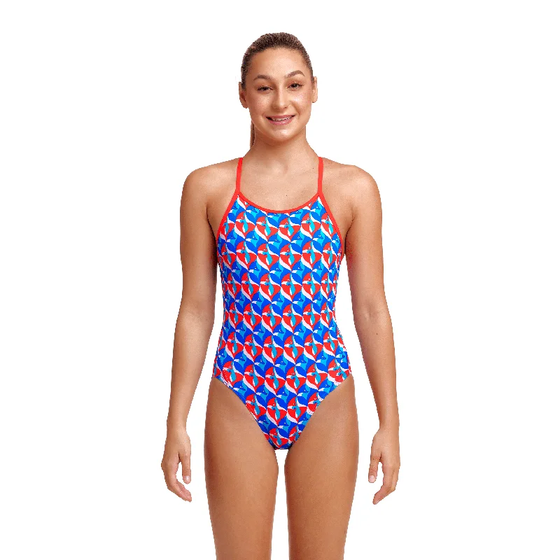 Funkita Out Foxed Girl's Diamond Back One Piece Swimsuit Stylish Cover-Up Set