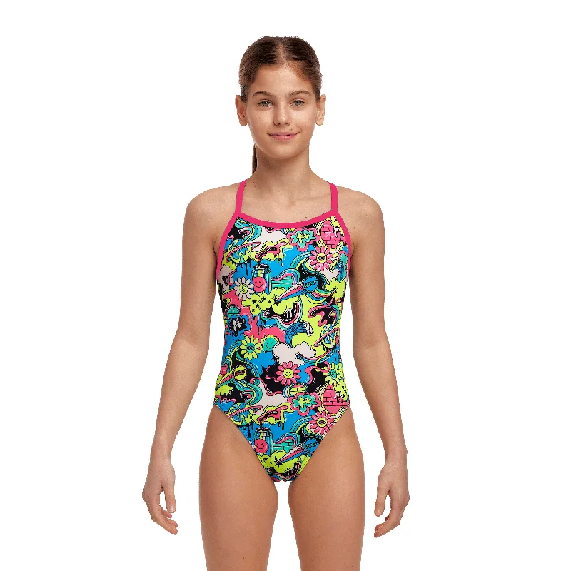 Funkita Smash Mouth Girl's Single Strap One Piece Swimsuit Bold Color Swimsuit