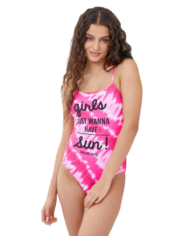 Gottex Girls Pink Tie Dye Round Neck One Piece Swimsuit Monokini Swimsuit Design