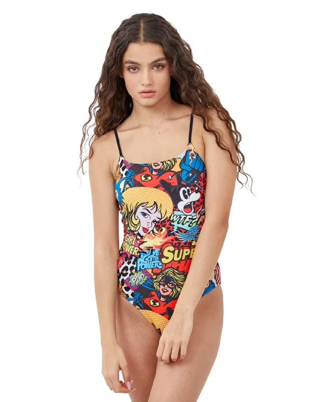 Gottex Girls Superhero Round Neck One Piece Swimsuit High-Waisted Swimwear