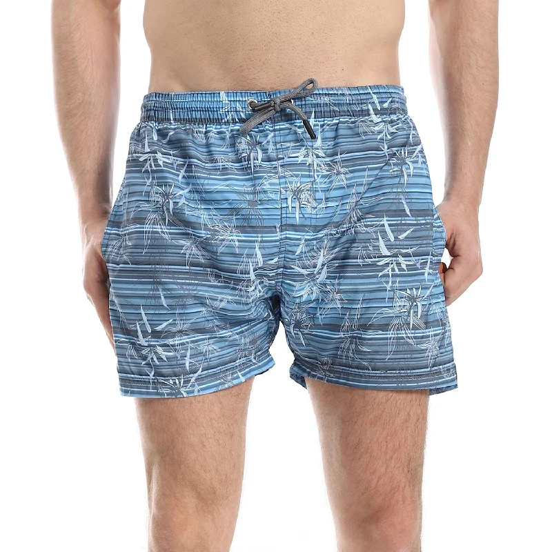 Horizontal Stripes Pattern Swim Shorts (273) - Pavone Ruffled Swimsuit Top