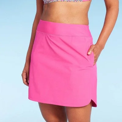 Lands' End Women's UPF 50 Swim Skort - Pink L Floral Swimwear Set