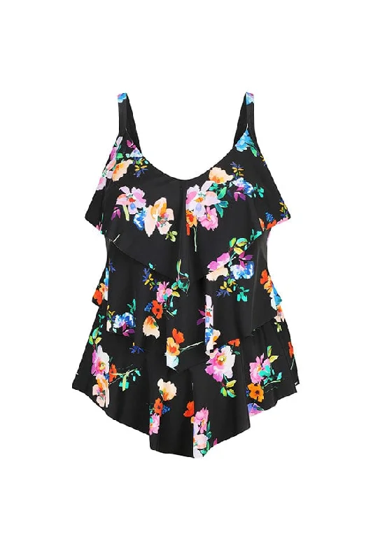 Malibu 3 Tier Tankini Top Flirty Ruffle Swimsuit