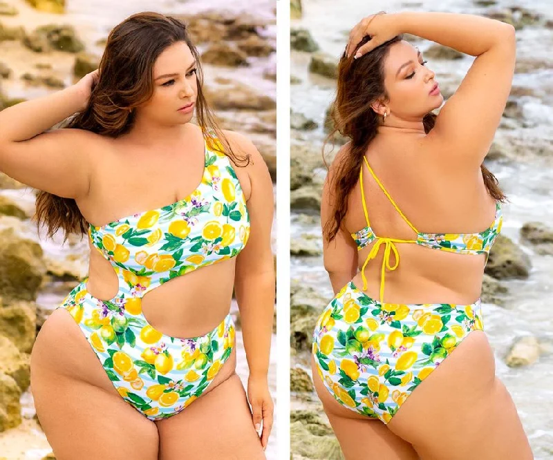 Mapale 67038X One Piece Swimsuit Color Citrus Print Trendy Swimsuit Bottoms