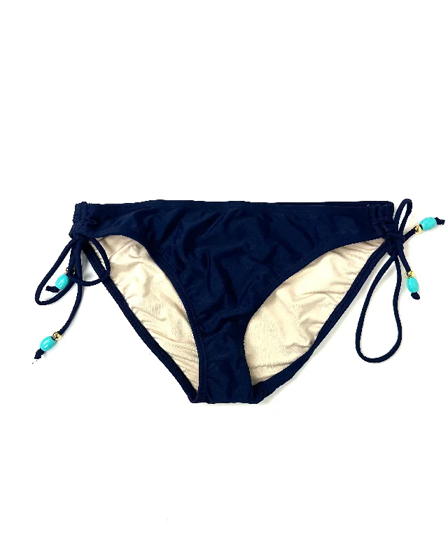 Navy Swim Bottom With Cinch Tie Sides - Medium Swim Dress with Belt