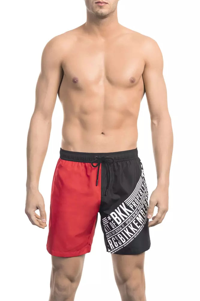 Bikkembergs Red Polyester Men Swim Short Push-Up Swimsuit Top