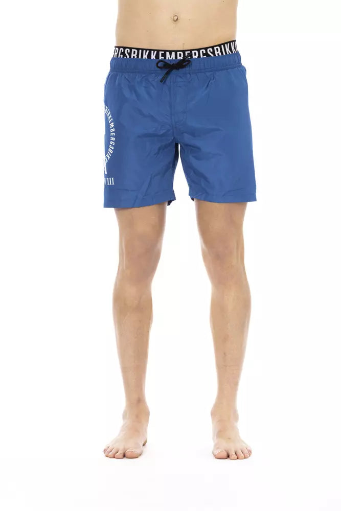 Bikkembergs Blue Polyester Men Swim Short Tie-Back Swimwear