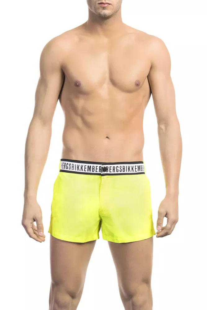 Bikkembergs Yellow Polyamide Men Swim Short Classic One-Piece