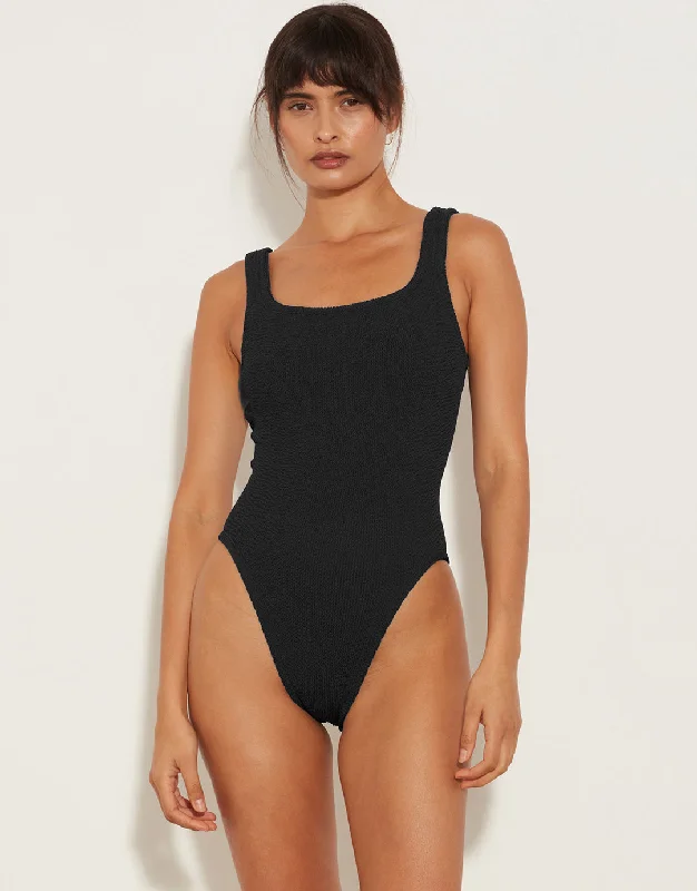Square Neck Swimsuit - Black Comfortable Tankini Set