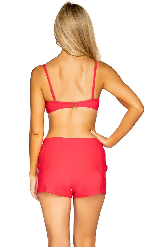 Sunsets Escape Geranium Laguna Swim Short Bottom Strappy Back Bikini