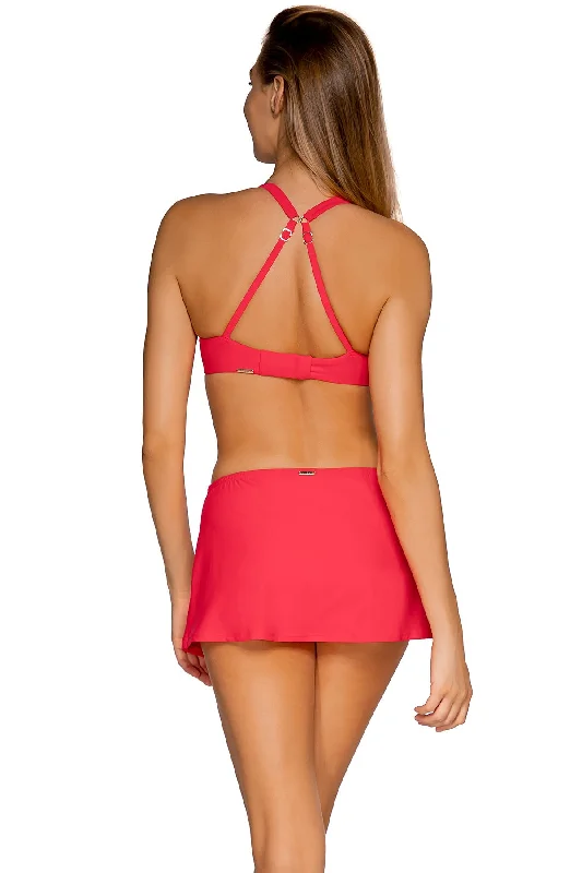 Sunsets Geranium Kokomo Swim Skirt Bottom Crisscross Back Swimsuit
