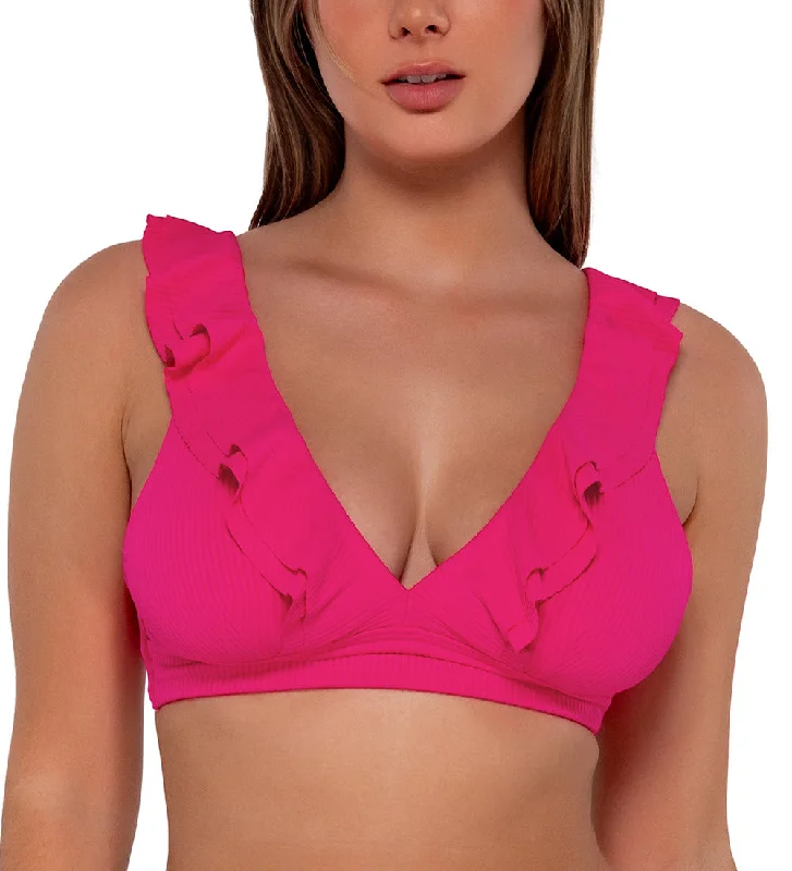 Sunsets Swimwear Willa Begonia Wireless Plunge Bikini Top 546 Full Coverage Swimsuit