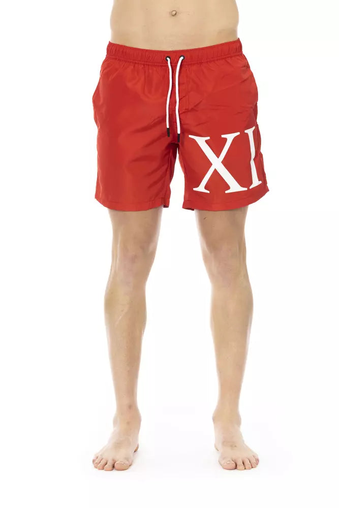 Bikkembergs Red Polyester Men Swim Short Timeless Black Bikini