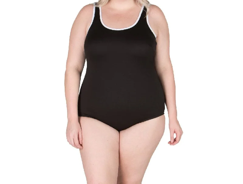 T.H.E. Women's Black Colorblock One Piece Plus Size Swimsuit #B1 30 NWT Minimalist One-Piece T.H.E. Women's Black Colorblock One Piece Plus Size Swimsuit #B1 30 NWT Minimalist One-Piece