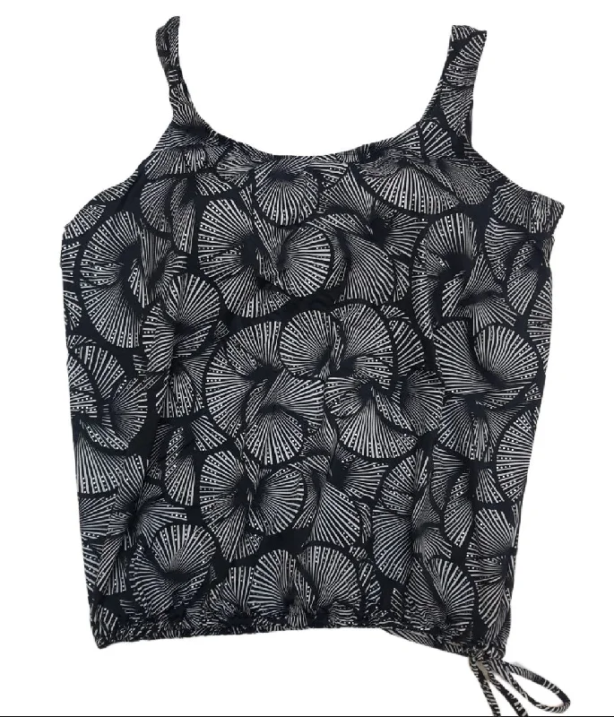 T.H.E. Women's Black Tummy Control Round Neck Tankini Swim Top #1680 26 NWT Modern High-Waisted Swimsuit T.H.E. Women's Black Tummy Control Round Neck Tankini Swim Top #1680 26 NWT Modern High-Waisted Swimsuit