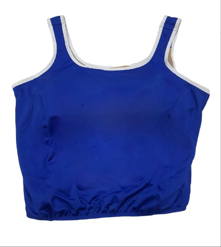 T.H.E. Women's Blue Blouson Round Neck Plus Size Swim Tankini Top #206 26 NWT Stylish Swimsuit Set T.H.E. Women's Blue Blouson Round Neck Plus Size Swim Tankini Top #206 26 NWT Stylish Swimsuit Set