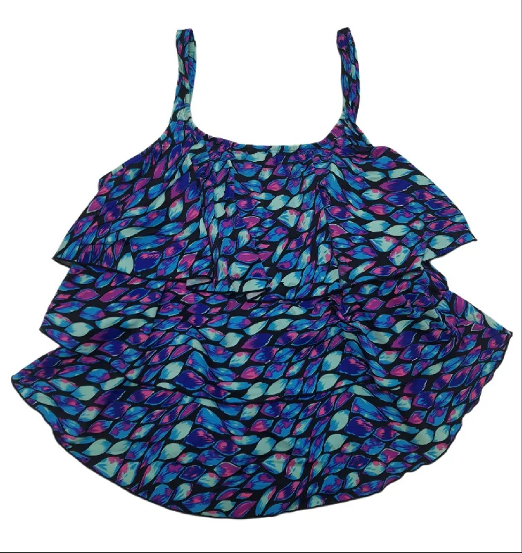 T.H.E. Women's Blue Kaledoscope Mastectomy Tankini Swim Top #4380 22 NWT Stylish Swimsuit Set T.H.E. Women's Blue Kaledoscope Mastectomy Tankini Swim Top #4380 22 NWT Stylish Swimsuit Set