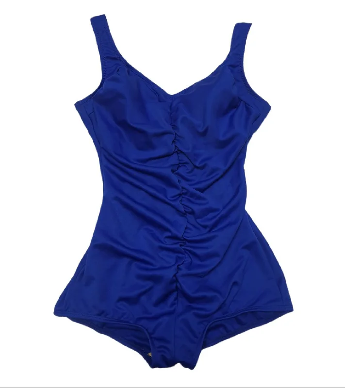 T.H.E. Women's Blue Shirred Front Girl Leg One Piece Swimsuit #268 10 NWT Soft Beachwear Set T.H.E. Women's Blue Shirred Front Girl Leg One Piece Swimsuit #268 10 NWT Soft Beachwear Set