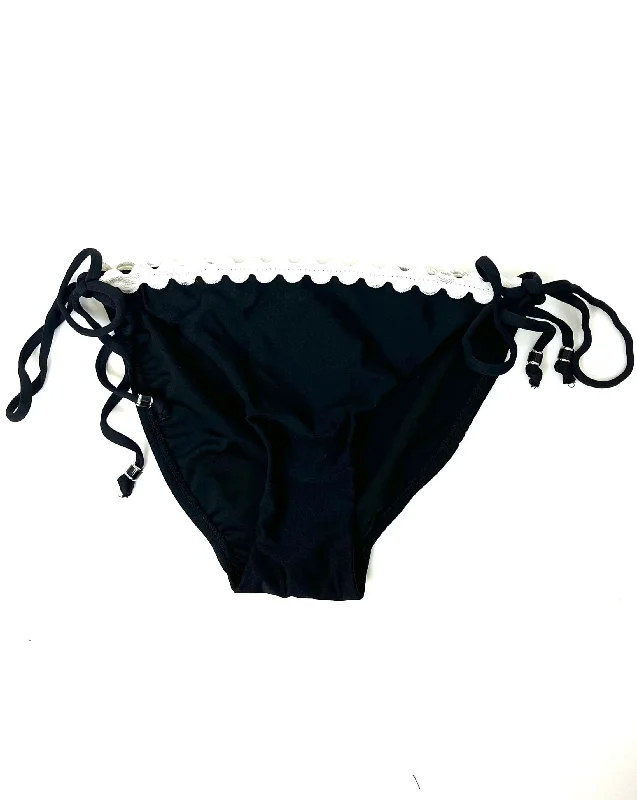 White Lined Black Swim Bottom - Extra Small Swim Skirt Set
