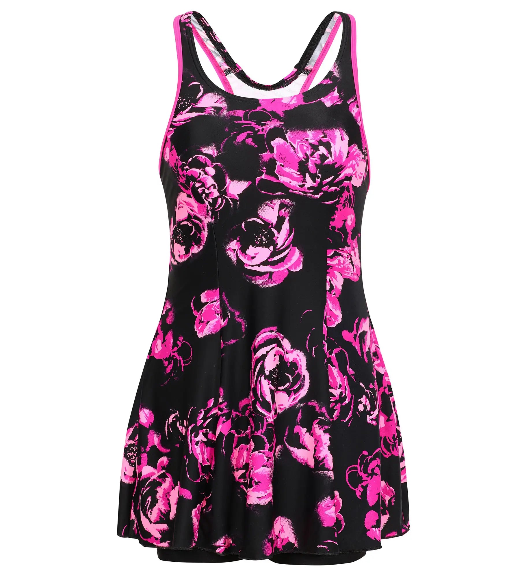Women's Nylone Printed Swimdress - Black & Ecstatic Bold High-Cut Bikini