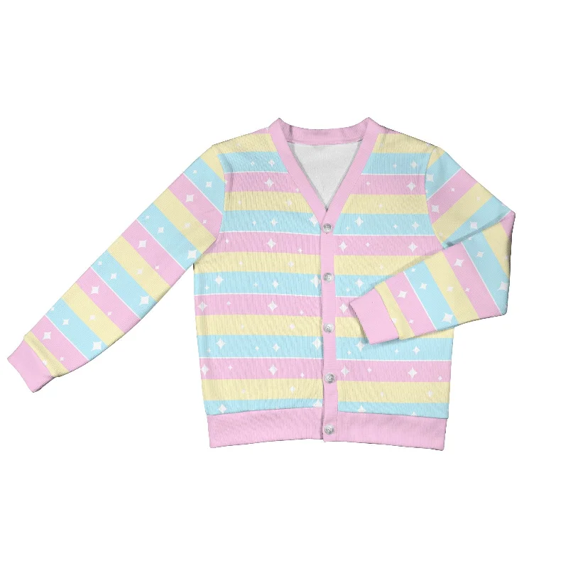 Teatime Fantasy Rainbow Women's Ribbed Button Up Cardigan Terry Blend Velvet Blend Canvas Blend Teatime Fantasy Rainbow Women's Ribbed Button Up Cardigan Terry Blend Velvet Blend Canvas Blend