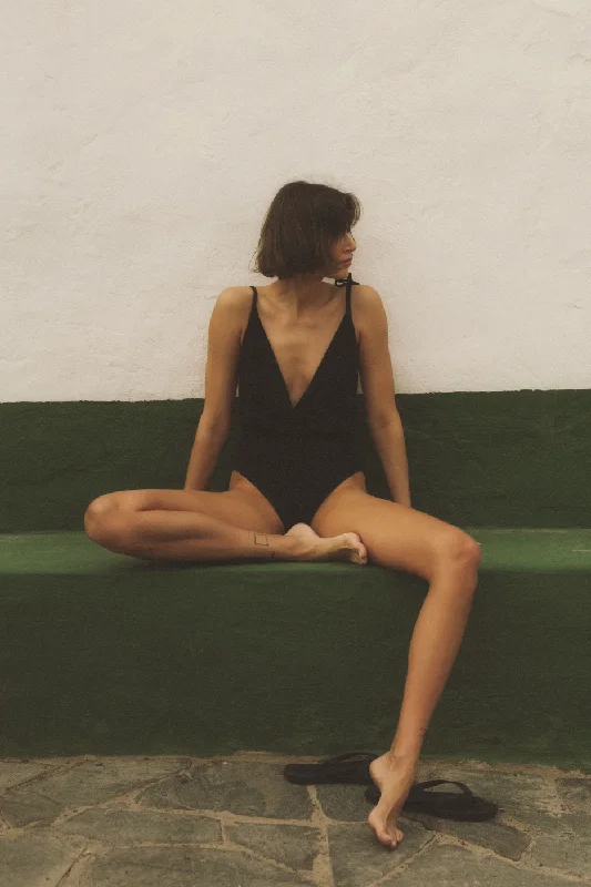 Night In Positano Swimsuit Black Sexy Cutout Swimsuit
